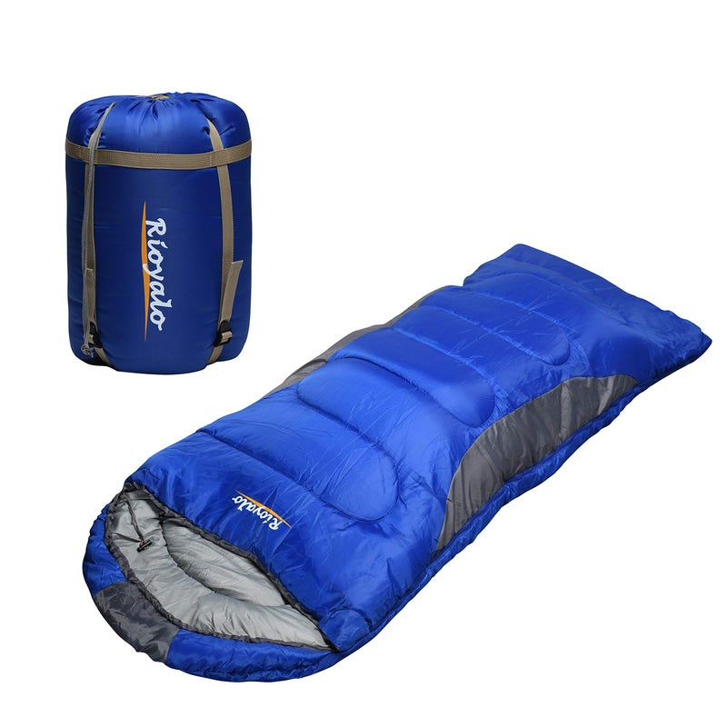 rioyalo 0 Degree Winter Sleeping Bags for Adults Camping (350GSM) -Temp Range (5F â€“ 32F) Portable Waterproof Compression Sack- for Big and Tall in Env Hoodie: Hiking Backpacking 4 Season - Image 1
